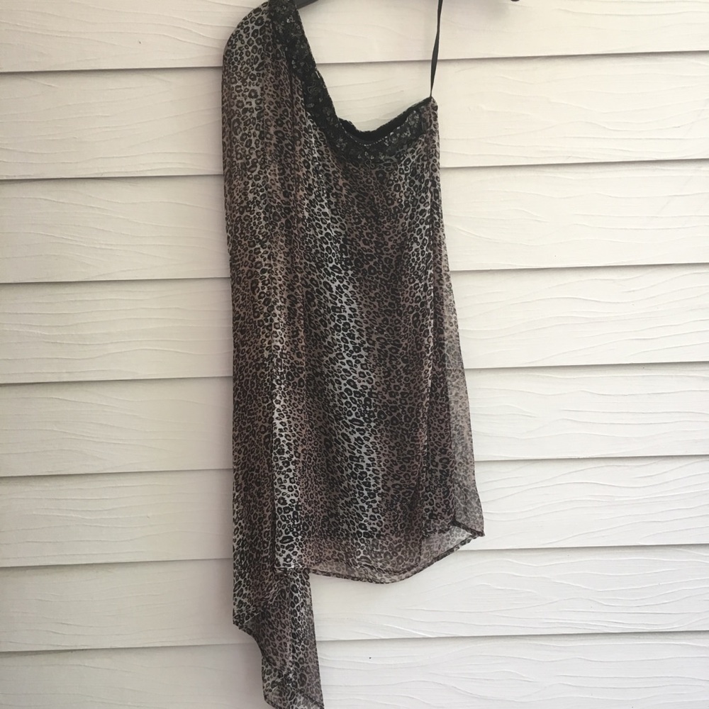 Cecilia De Bucourt Leopard One Shoulder Dress with Draped Sleeve